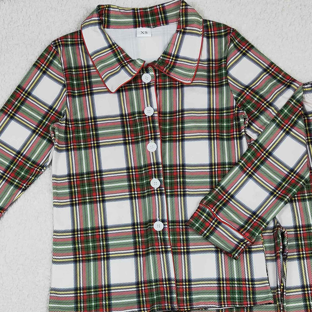 11.7 RTS NO MOQ （In stock）BLP1277 Adult Men Green Red Checked Button Top Pant Christmas Pajamas Sets