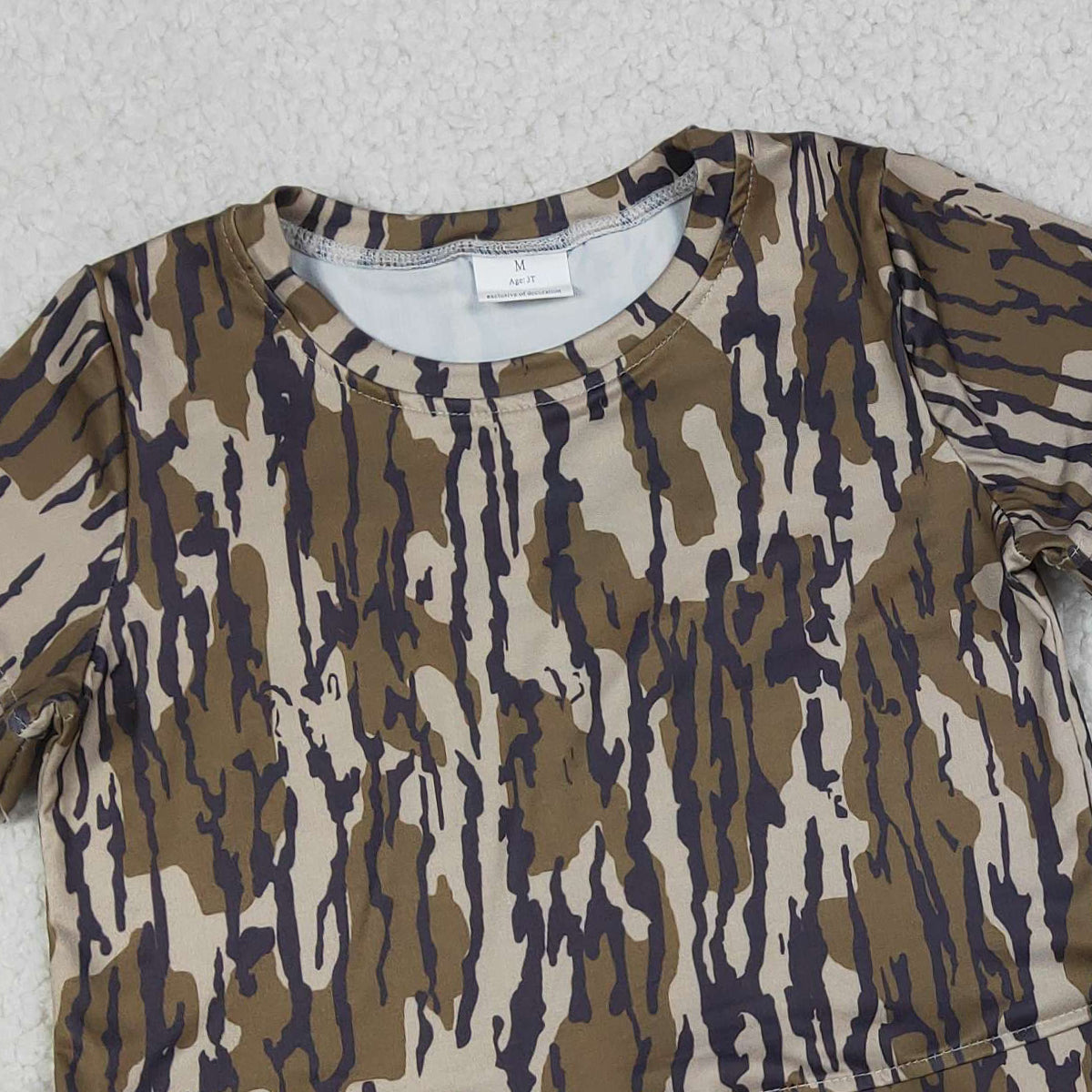 4.1 RTS NO MOQ （In stock）GSSO3225 Olive camo scallop top shorts girls summer outfit