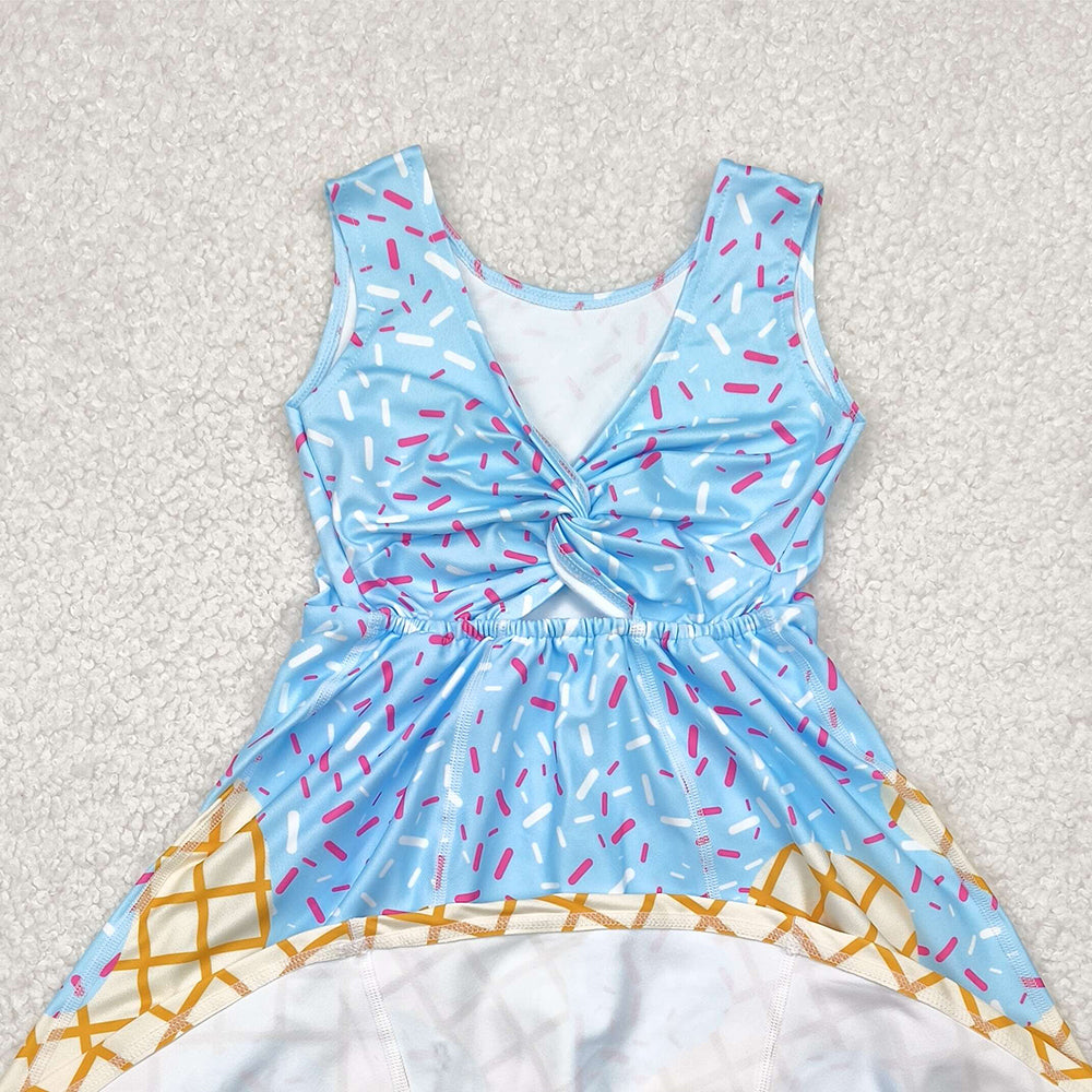 4.11 GSD2380 RTS NO MOQ Baby Girls Summer Yoga Dress baby girl clothes yoga team sleeveless dress