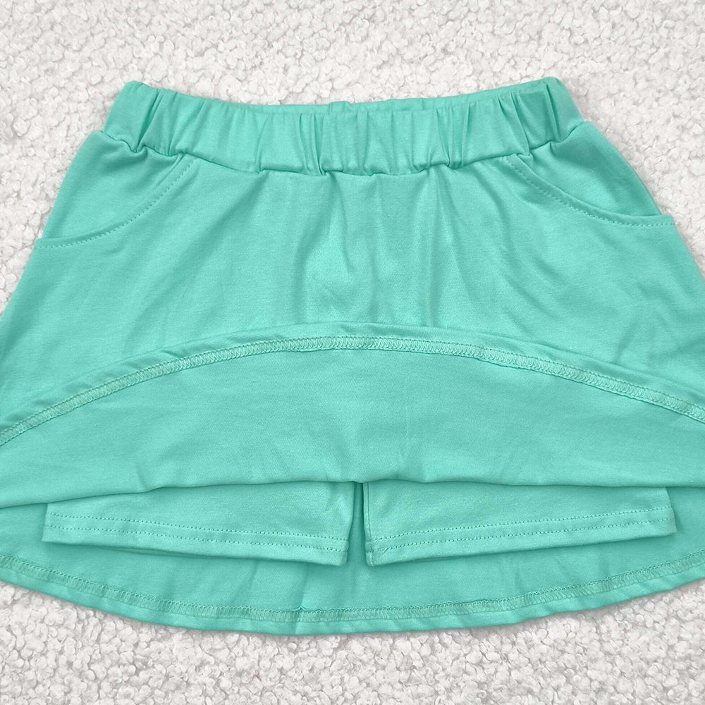 6.18 GLK0069 RTS NO MOQ Baby Girls Skirt Baby Girls Green Pocket Yoga Active Wear Skort