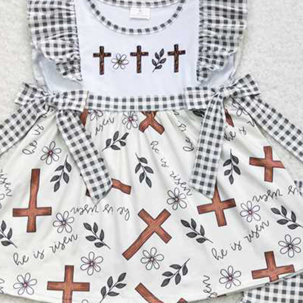 GSSO0492New Rts No Moq 8-9 Days By Air Arrived it Cross floral tunic plaid shorts girls easter outfits