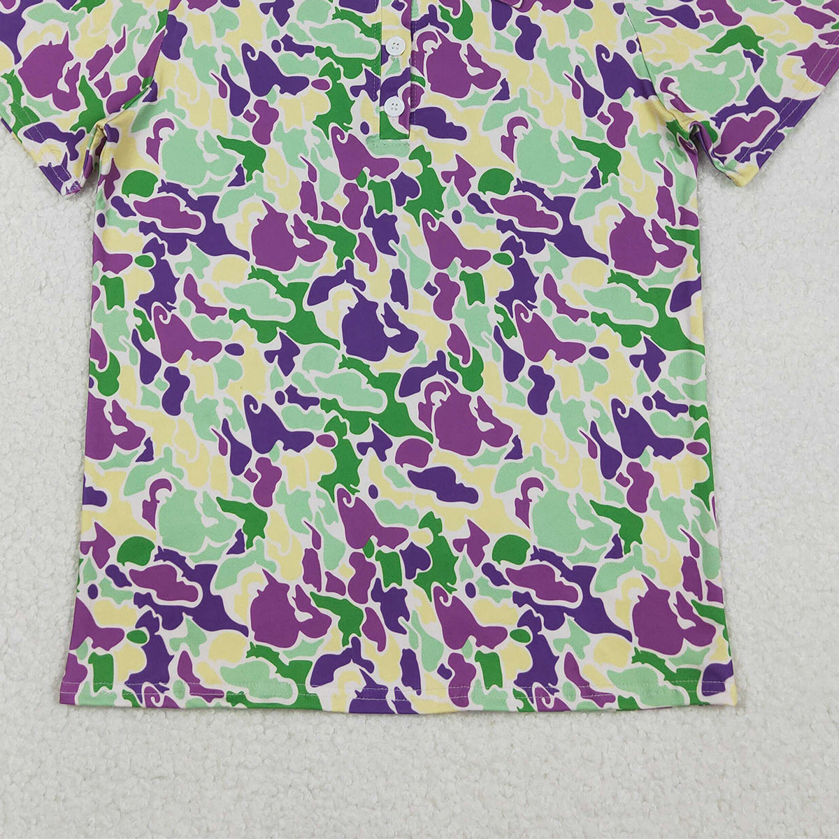 11.12 RTS NO MOQ （In stock）BT1452 Adult Men Mardigras Camo Button Polo Shirts Top