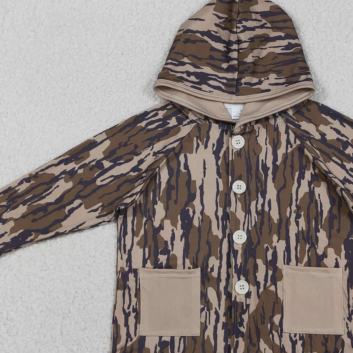 12.11 RTS NO MOQ （In stock）BT1441 Baby Boys Southern Olive Camo Button Pockets Hoodie Jackets Tops
