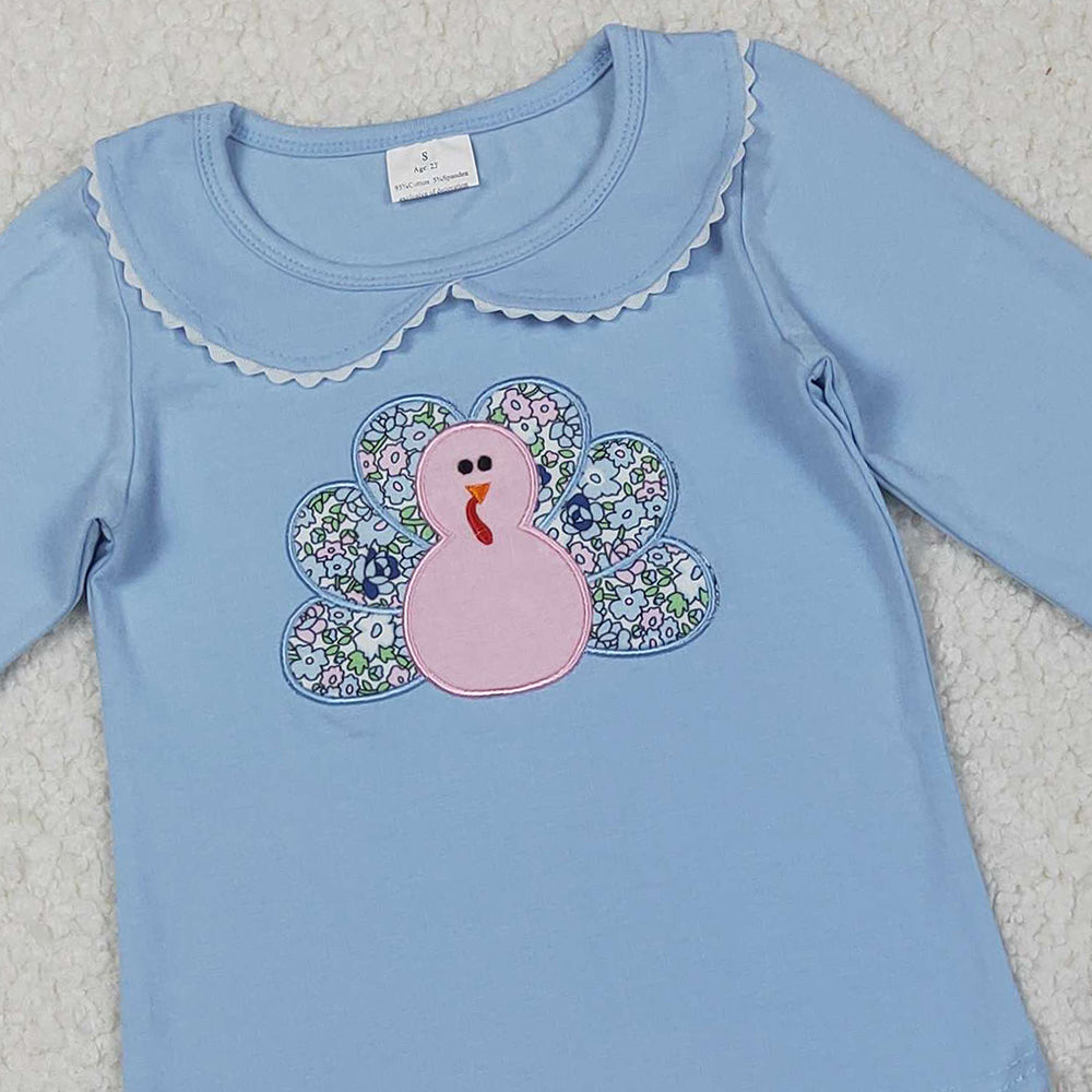 RTS NO MOQ （In stock）GLD0849 Baby Girls Skirt Sets Floral Turkey Top Skirts Thanksgiving Themed Clothing Set for Girls