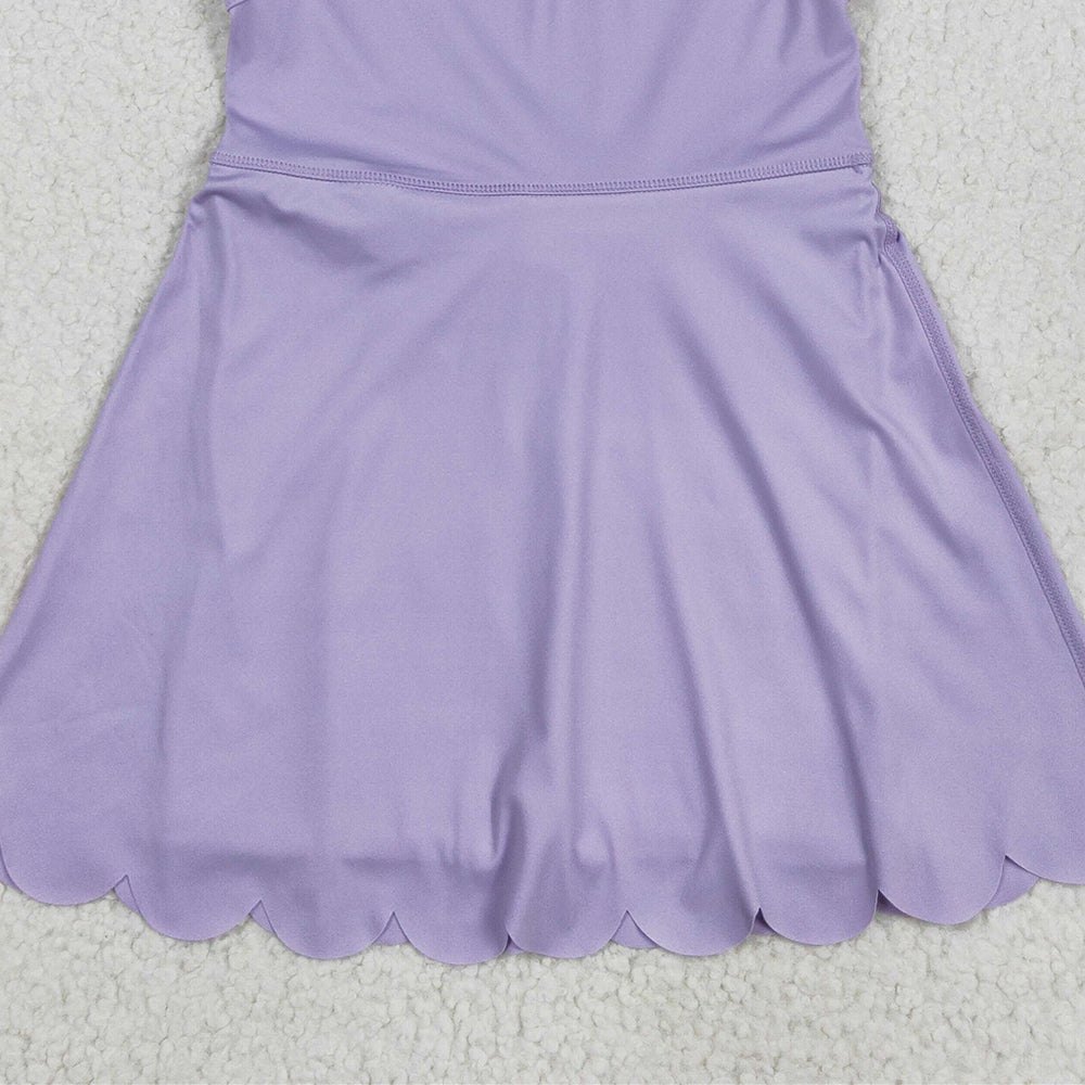 7.23 GSD2372 RTS NO MOQ Baby Girls Summer Yoga Dress Baby Girls Lavender Sleeveless Yoga Knee Length Dresses