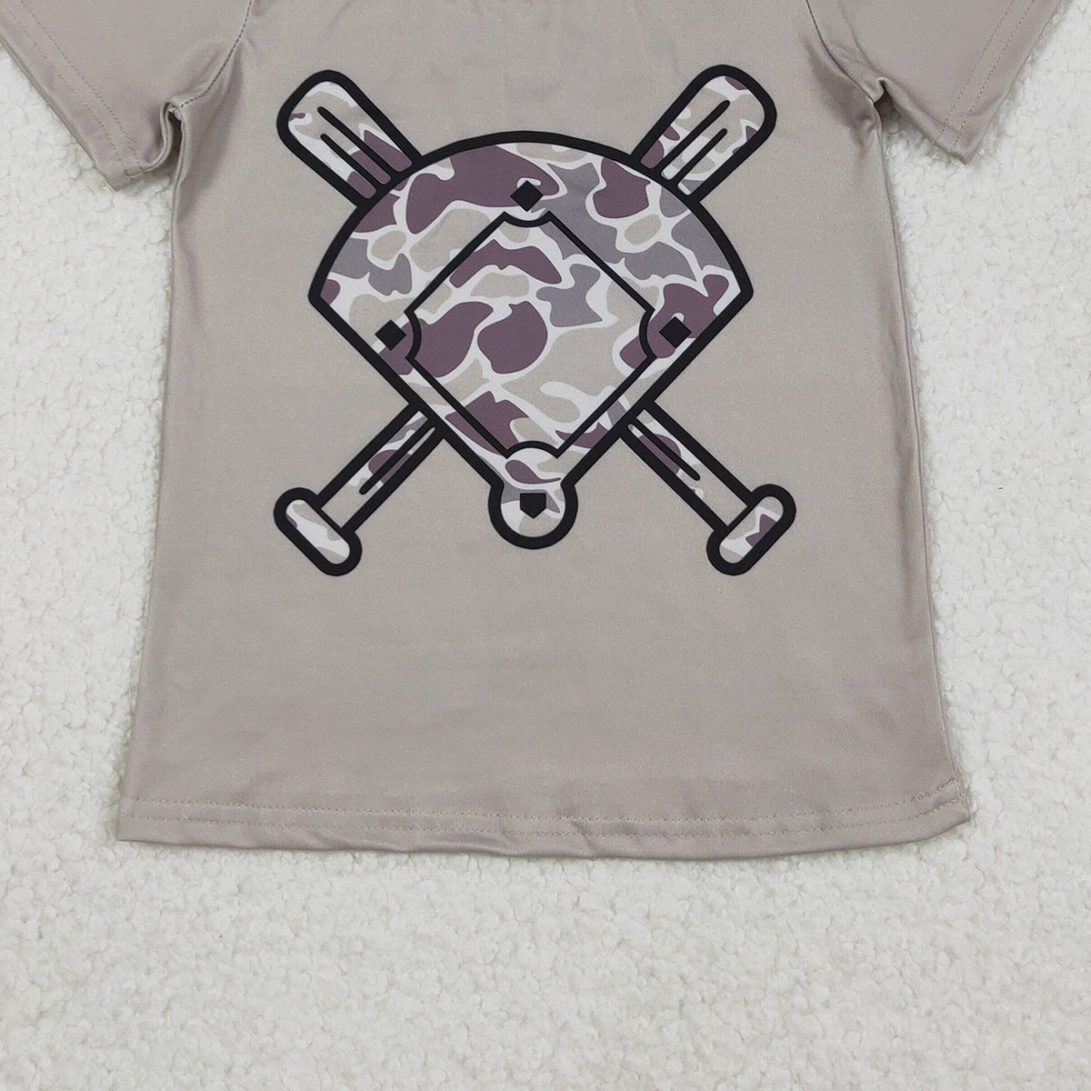 11.18 RTS NO MOQ （In stock）BT1417 Baby Boys Grey Camo Baseball Short Sleeve Team T-shirts
