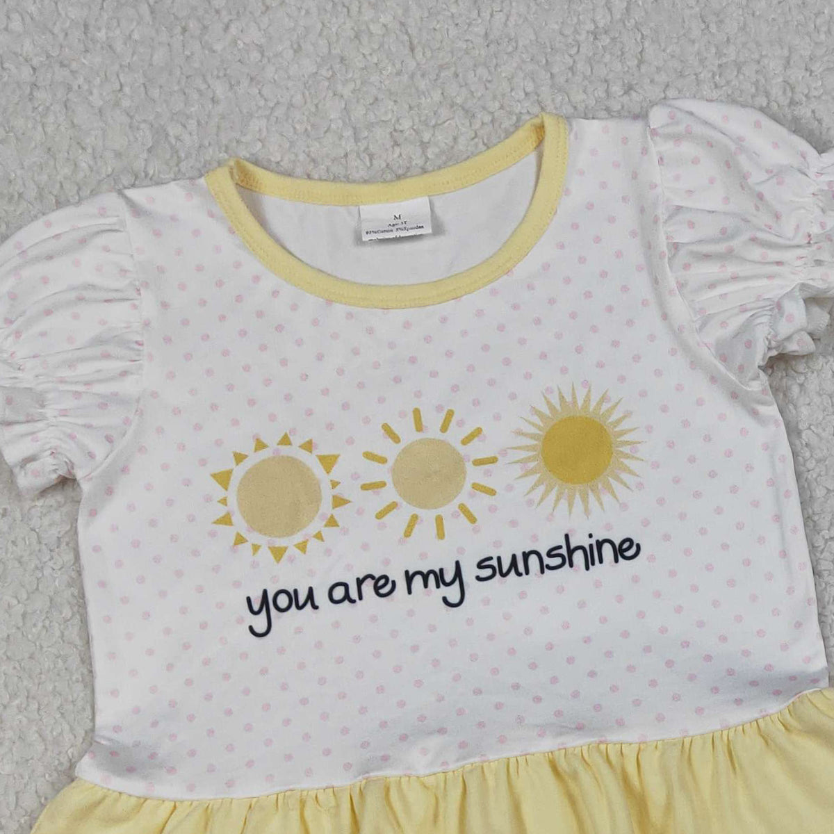 4.3 GSSO2947 RTS NO MOQ （In stock ）You are my sunshine polka dots top shorts girls outfits