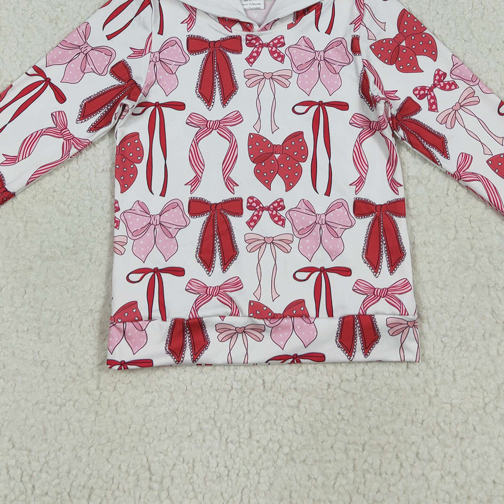 GT1059RTS NO MOQ Baby Girls Long Sleeve Tops  Baby Girls Long Sleeves Pink Bows Plaid Hoodies Top