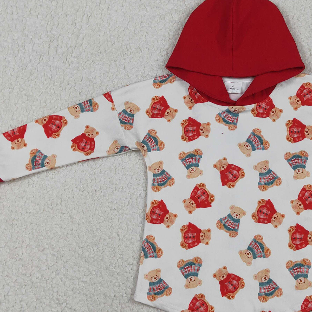 11.14 RTS NO MOQ （In stock）BT1056 Baby Boys Long Sleeve Bears Plaid Hoodies Top