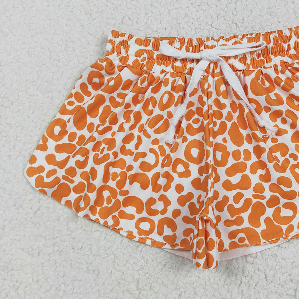 SS0584RTS NO MOQ Baby Girls Summer Shorts Baby Girls Orange Leopard Summer Shorts Bottoms