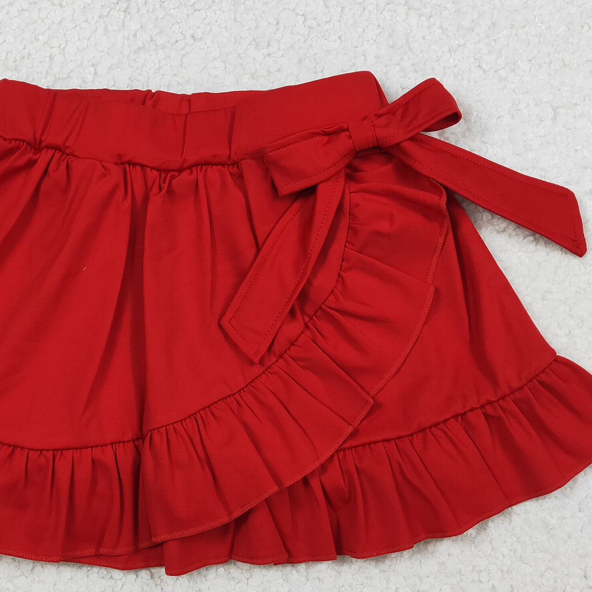 1.14 RTS NO MOQ （In stock）GLK0215 Baby Girls Summer Shorts Skirt Baby Girls Red Yoga Active Ruffle Skirt Shorts Bottoms