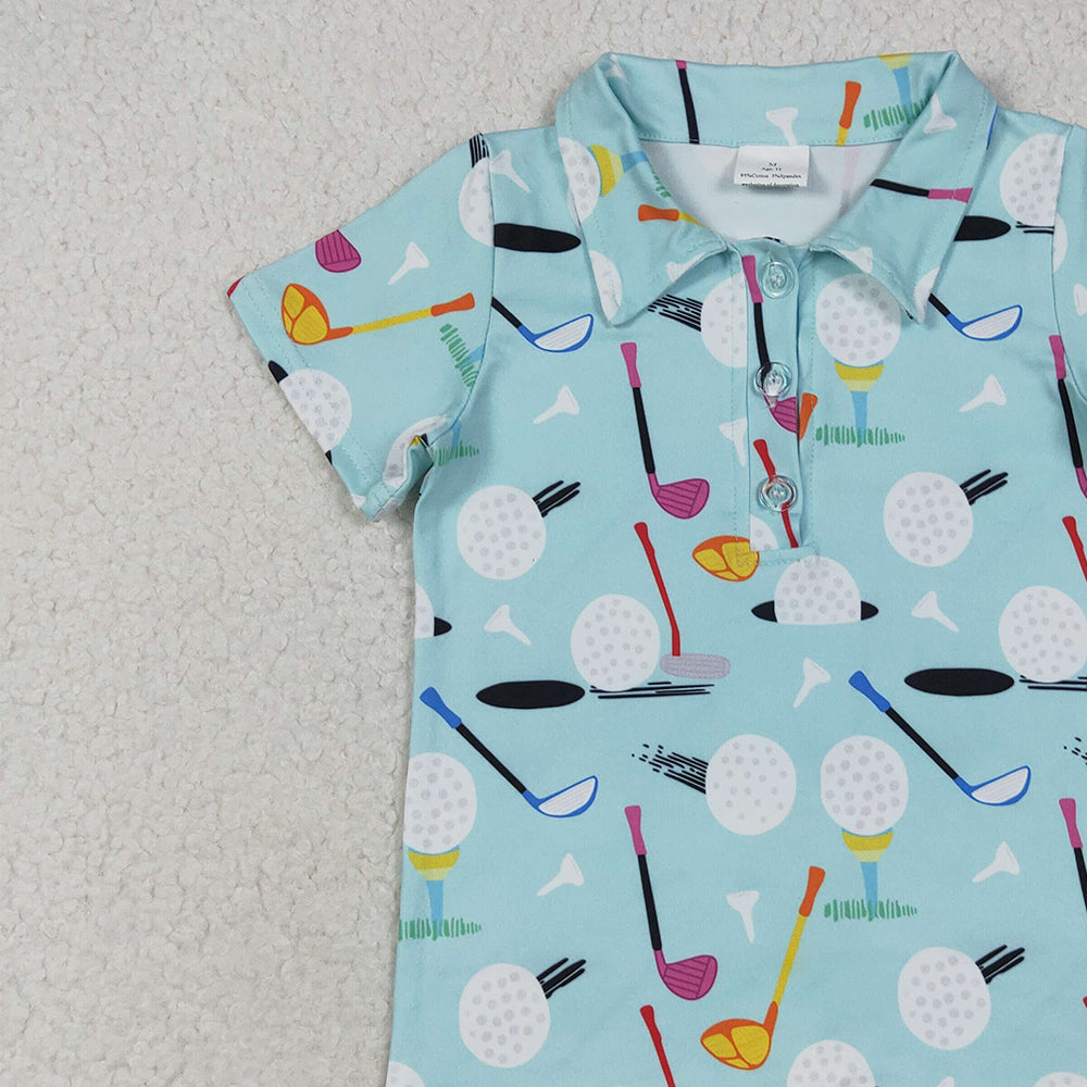 7.10 BT1234 RTS NO MOQ Baby Boys Summer Tops  Baby Boys Blue Short Sleeves Golf Button Polo Shirts Top