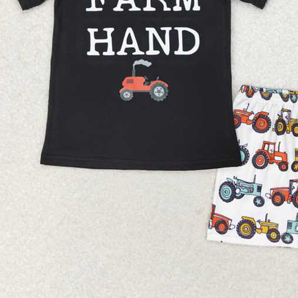 BSSO0942Kids Boys Short Sleeve T-Shirt Farm Tractor Design Casual Comfortable Cotton Clothes for Children