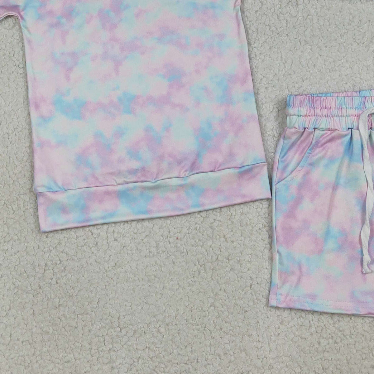 3.31 RTS NO MOQ （In stock）GLS0094 Long sleeves tie dye top shorts kids girls outfits