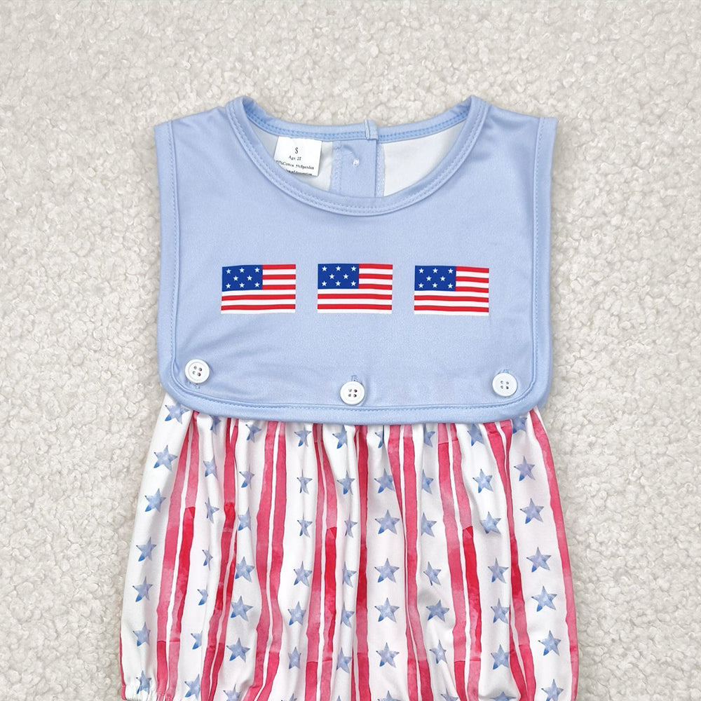 8.25 SR3049 RTS NO MOQ Baby Boys Summer Rompers baby boy clothes flag sleeveless romper