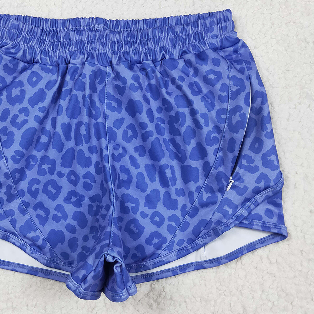 6.21 SS0470RTS NO MOQ Adult Women's Summer Yoga Shorts Adult Women Purple Leopard Yoga Summer Shorts