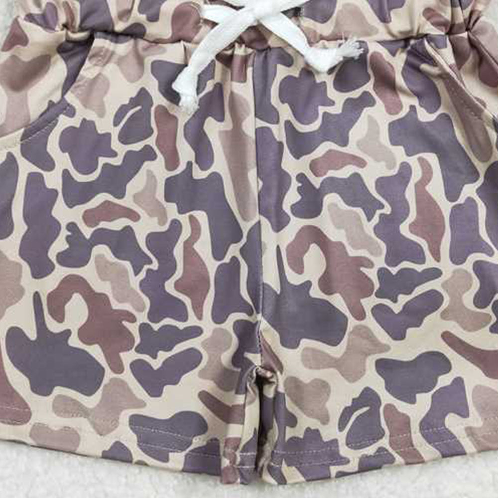 USA Shop (in stock)SS0372Khaki Camouflage Baby Kids Hunting Shorts with Pockets Boys Girls Camo Utility Clothing for Little Shooters