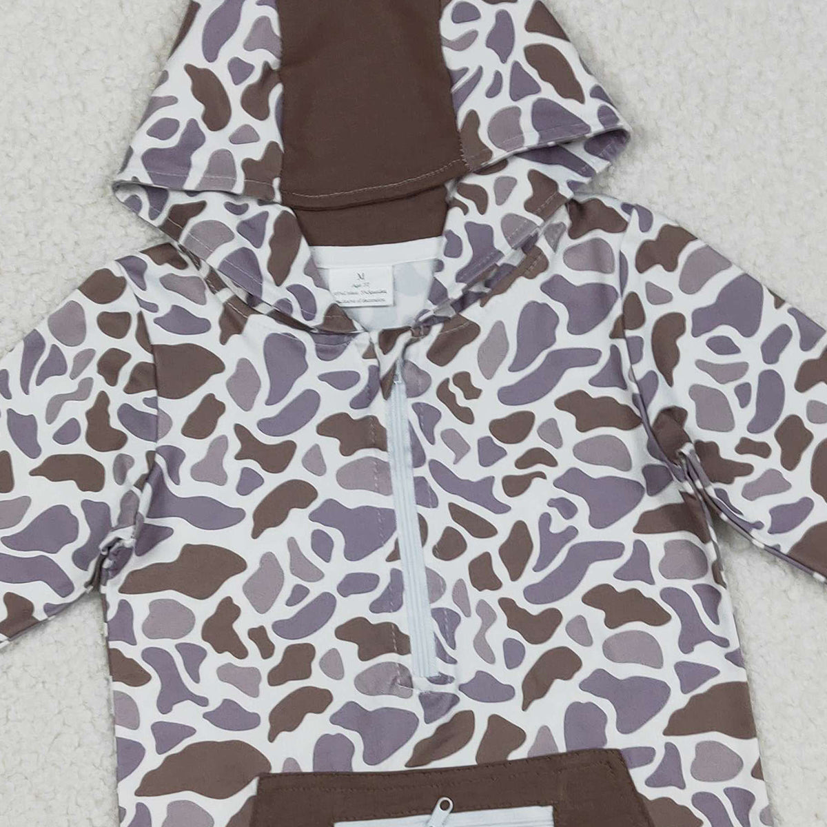 12.10 RTS NO MOQ （In stock）BT1384 Baby Boys Southern Grey Camo Pockets Zipper Hoodie Top