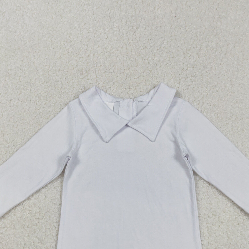 RTS NO MOQ （In stock）BT0820  Baby Boys Long Sleeve Tops Long Sleeve White Back Button Tee Shirts Tops Cute Casual Cotton Outfit for Infants