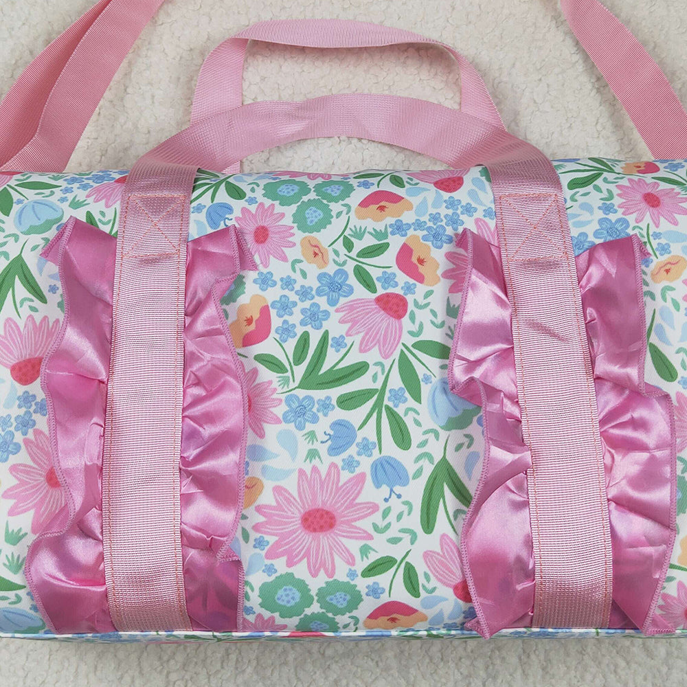 USA Shop (in stock) BA0290 Baby Bags Floral Pink Ruffle Band Adult Women Duffel Bag Fashionable Travel Bag for Ladies
