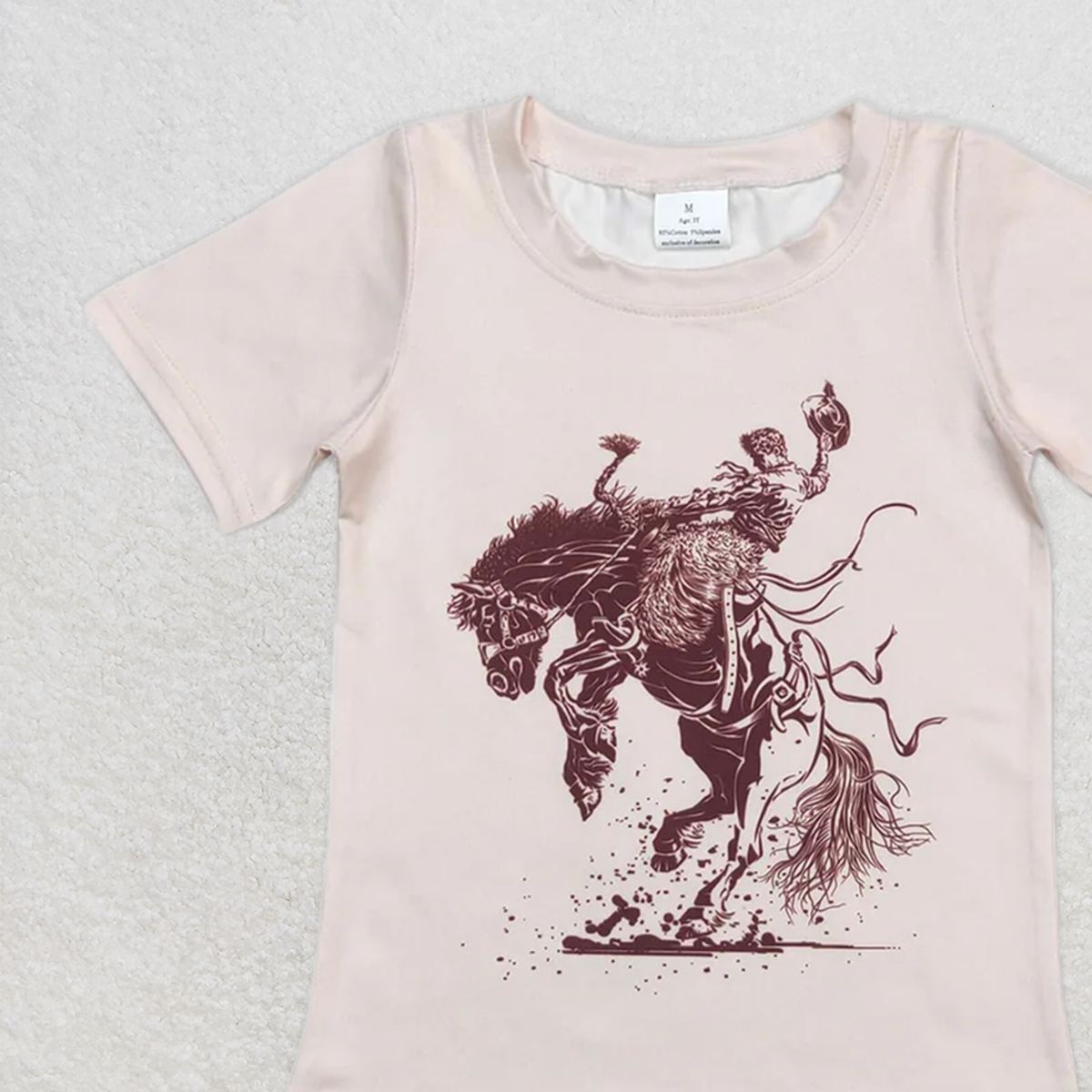 BT0434 RTS NO MOQ Baby Boys Summer Tops Baby Boys Western Rodeo Horse Short Sleeve Shirts Tops