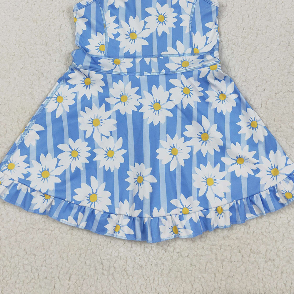7.15  GSD2283 RTS NO MOQBaby Girls Summer Yoga Dress Baby Girls Active Waer Daisy Yoga Dress