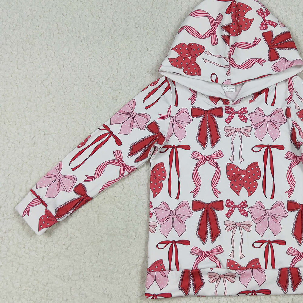 GT1059RTS NO MOQ Baby Girls Long Sleeve Tops  Baby Girls Long Sleeves Pink Bows Plaid Hoodies Top