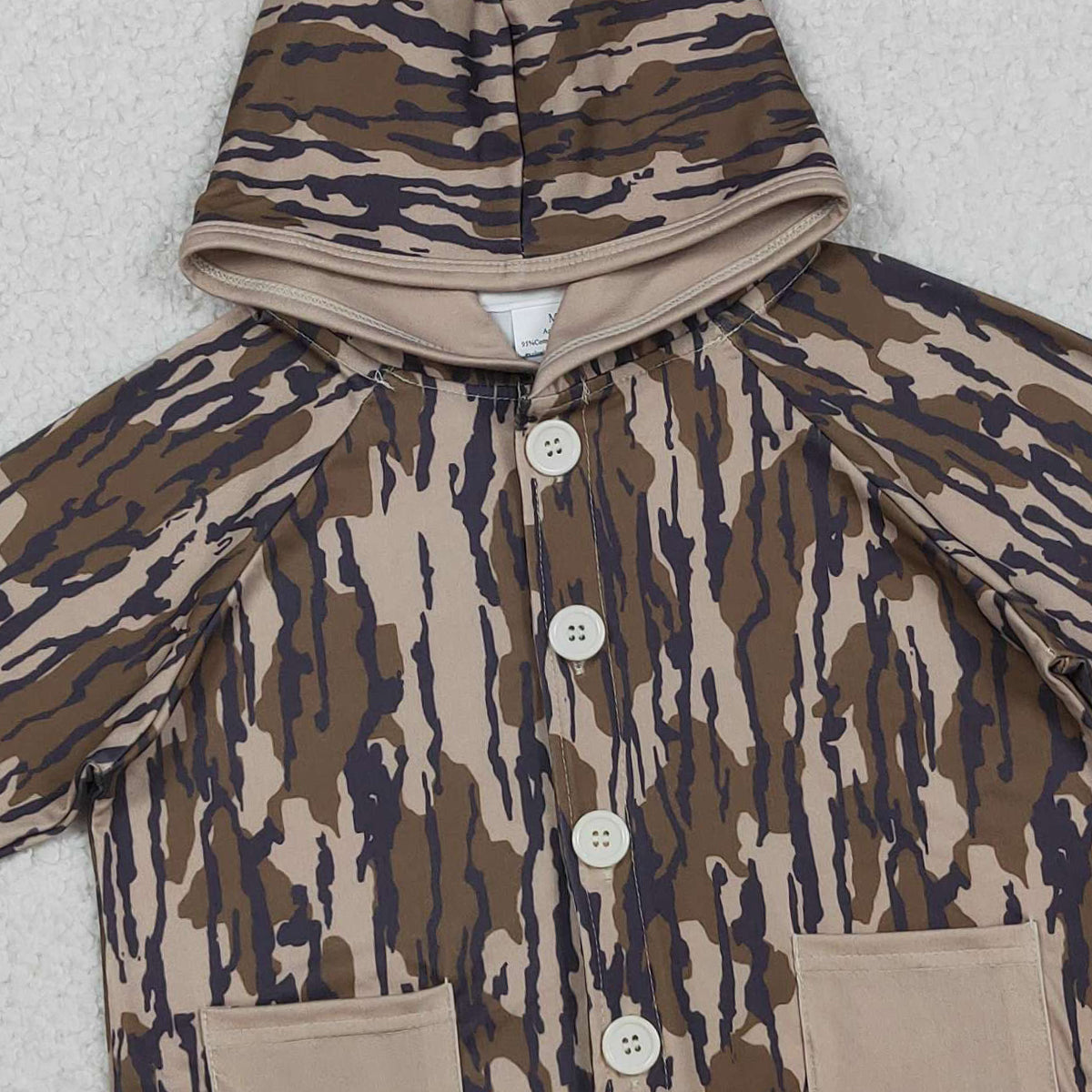 12.11 RTS NO MOQ （In stock）BT1441 Baby Boys Southern Olive Camo Button Pockets Hoodie Jackets Tops