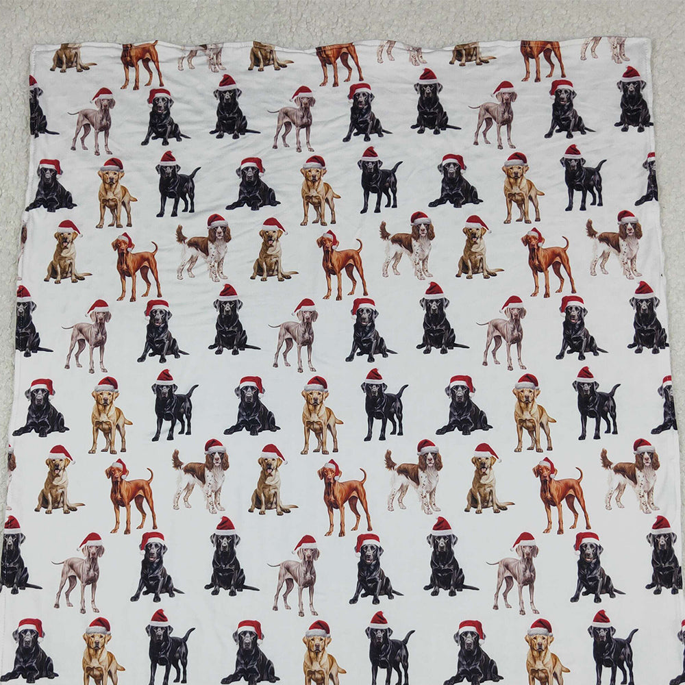 10.11 RTS NO MOQ （In stock）BL0176 Baby Kids Christmas Hats Dogs Plaid Blankets