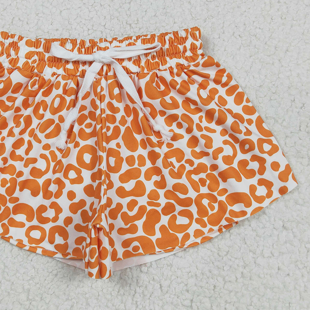 SS0584RTS NO MOQ Baby Girls Summer Shorts Baby Girls Orange Leopard Summer Shorts Bottoms