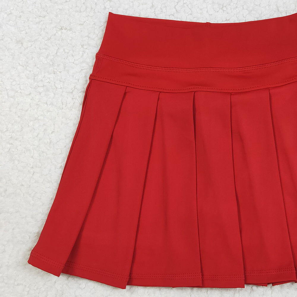 8.23 RTS NO MOQ （In stock）GLK0125 Baby Girls Summer Yoga Skirt Baby Girls Red Yoga Skorts Bottom Pleated Skirts