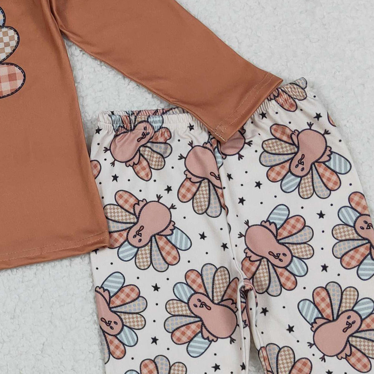 10.11 RTS NO MOQ （In stock）GLP2605 Baby Girls Turkey Top Bell Bottom Pants Thanksgiving Clothes Sets