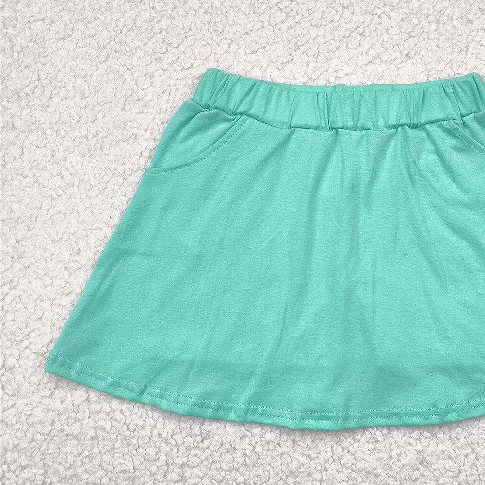 6.18 GLK0069 RTS NO MOQ Baby Girls Skirt Baby Girls Green Pocket Yoga Active Wear Skort