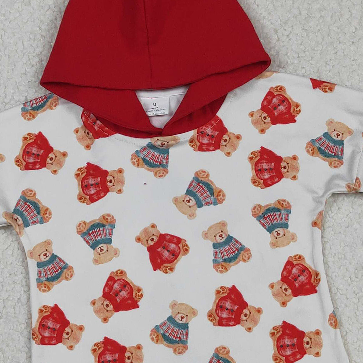 11.14 RTS NO MOQ （In stock）BT1056 Baby Boys Long Sleeve Bears Plaid Hoodies Top
