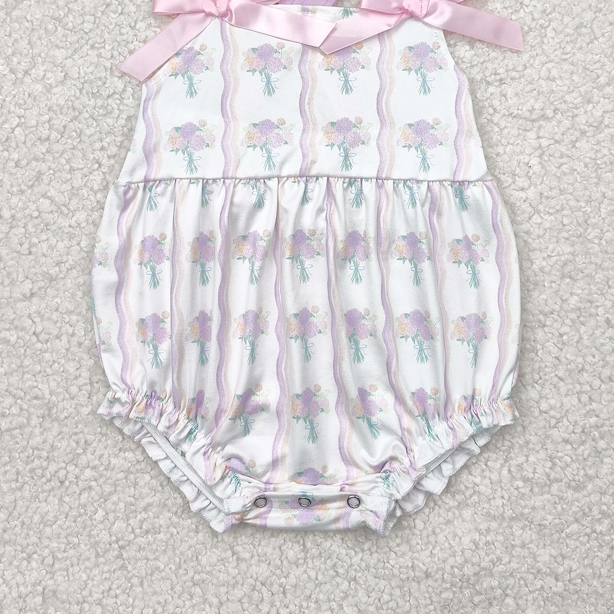 6.12 SR2961 RTS NO MOQ  Baby Girls Summer Rompers Baby Infant Girls Hot Pink Bows Strap Floral Stripe Ruffle Rompers