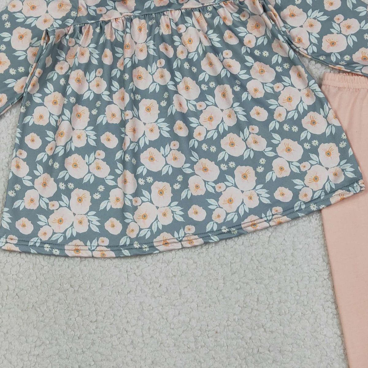 3.9 RTS NO MOQ （In stock）GLP2776 Baby Girls Fashion Long Ruffle Sleeve Flowers Tunic Leggings Pant Clothes Set