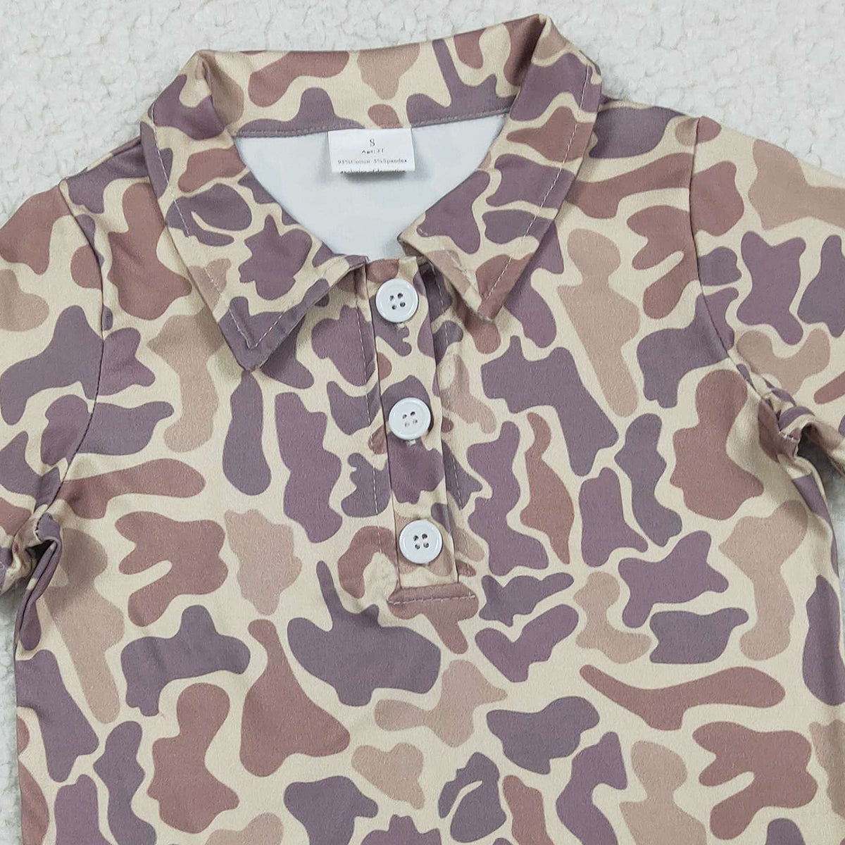 2.6 RTS NO MOQ （In stock）BT1701 Baby Boys Short Sleeve Southern Khaki Camo Button Polo Shirts Top
