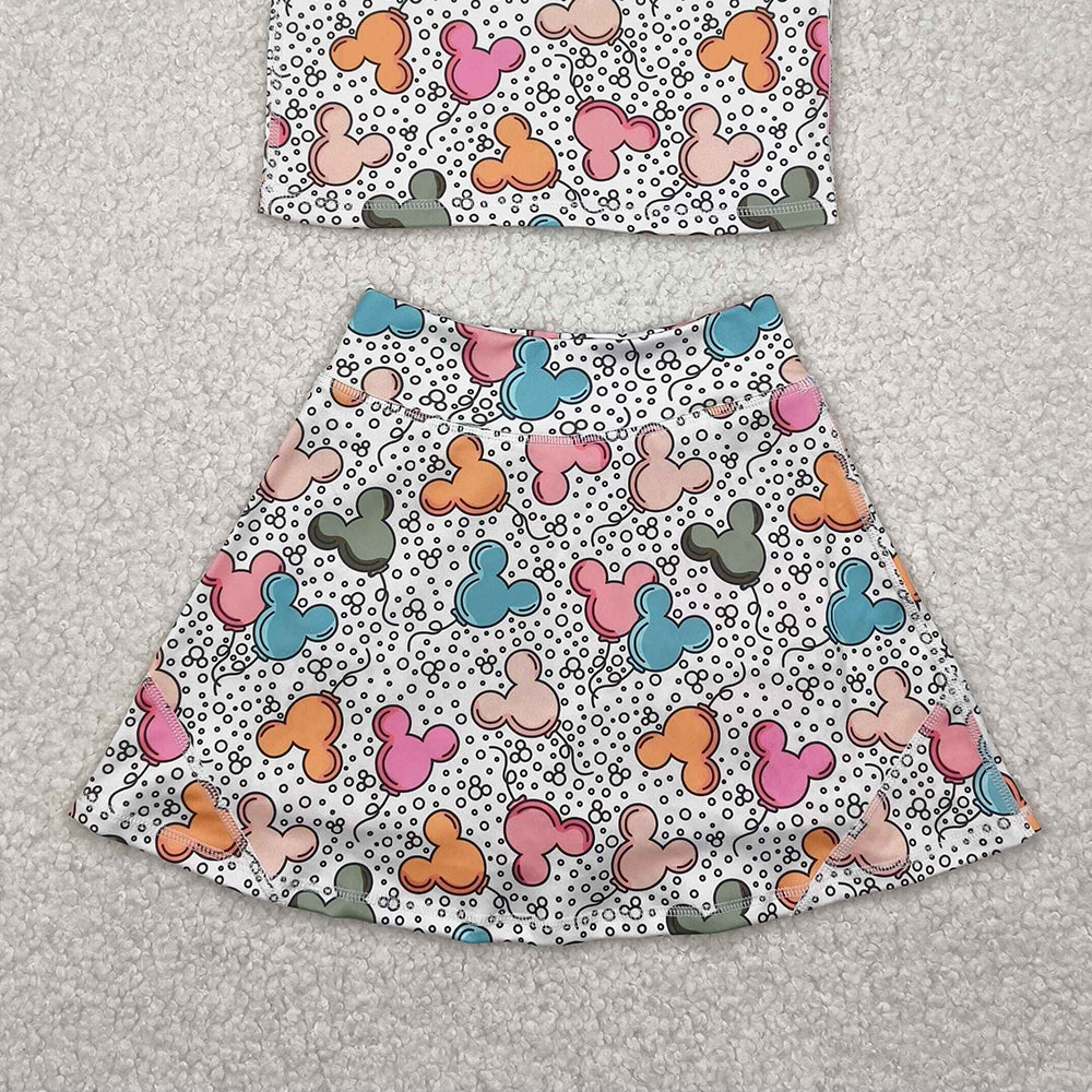4.15 GSD2331 RTS NO MOQ Baby Girls Summer Yoga Outfits baby girl clothes yoga mickey head sleeveless dress