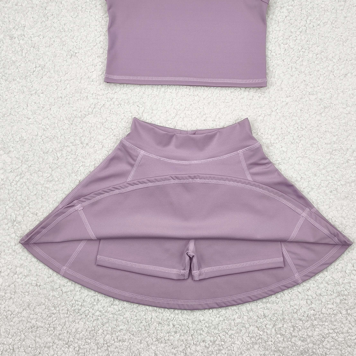 5.01 GSD1980RTS NO MOQ Baby Girls Yoga Outfits  Baby Girls Dark Grey Vest Top Sports Skorts Clothes Sets