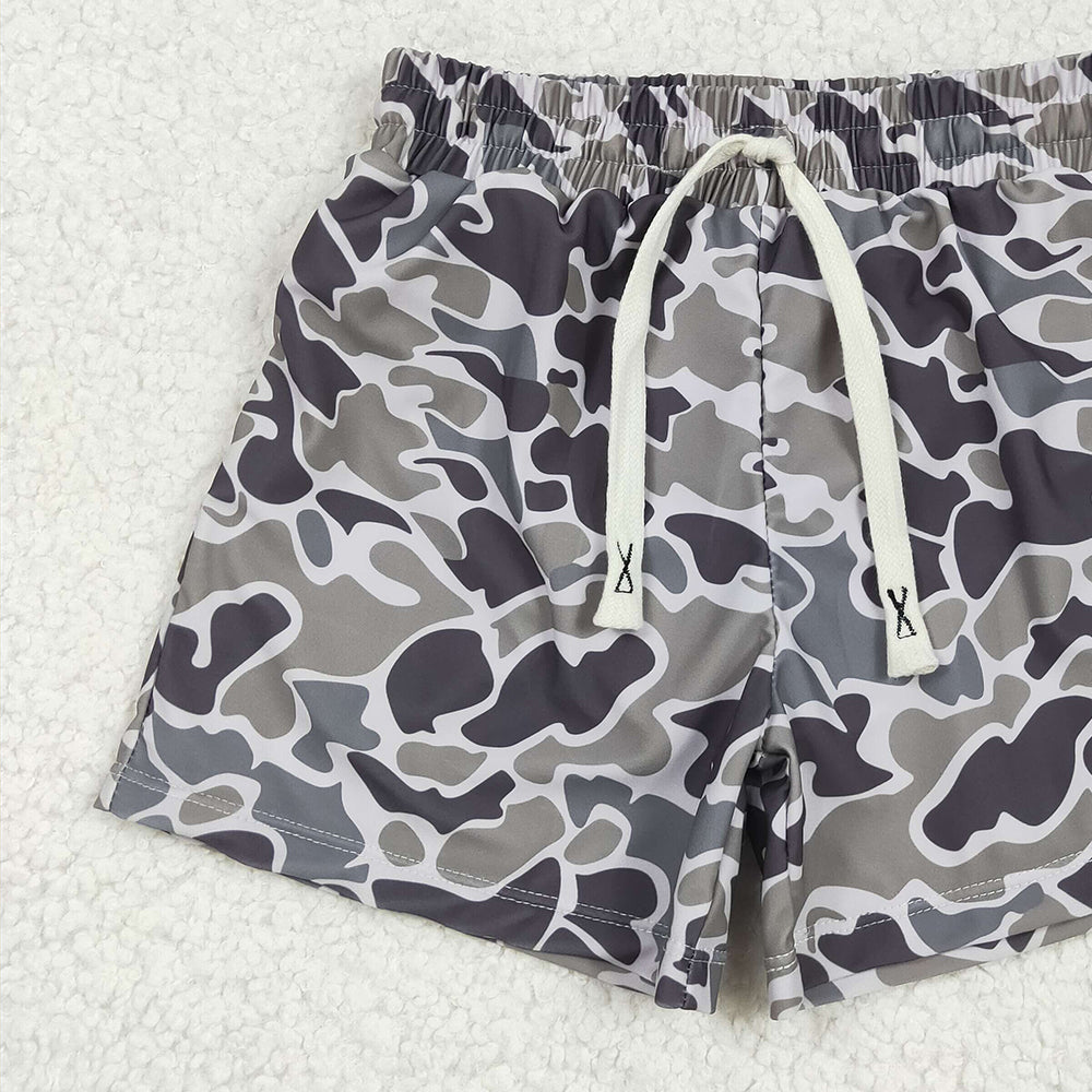 SS0079 RTS NO MOQ Baby Boys Summer Swimsuits Boys camouflage grey swimming trunks