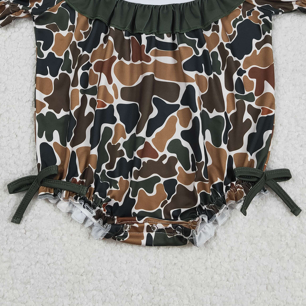 3.16 RTS NO MOQ （In stock）SR3916 Children's Fashion Romper Embroidery Daddy's Girls Southern Dark Brown Camo Ruffle Rompers