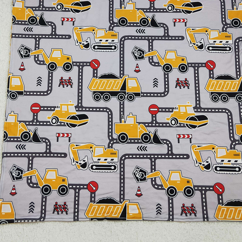 10.10 RTS NO MOQ （In stock）BL0199 Baby Kids Excavators Tractors Blankets