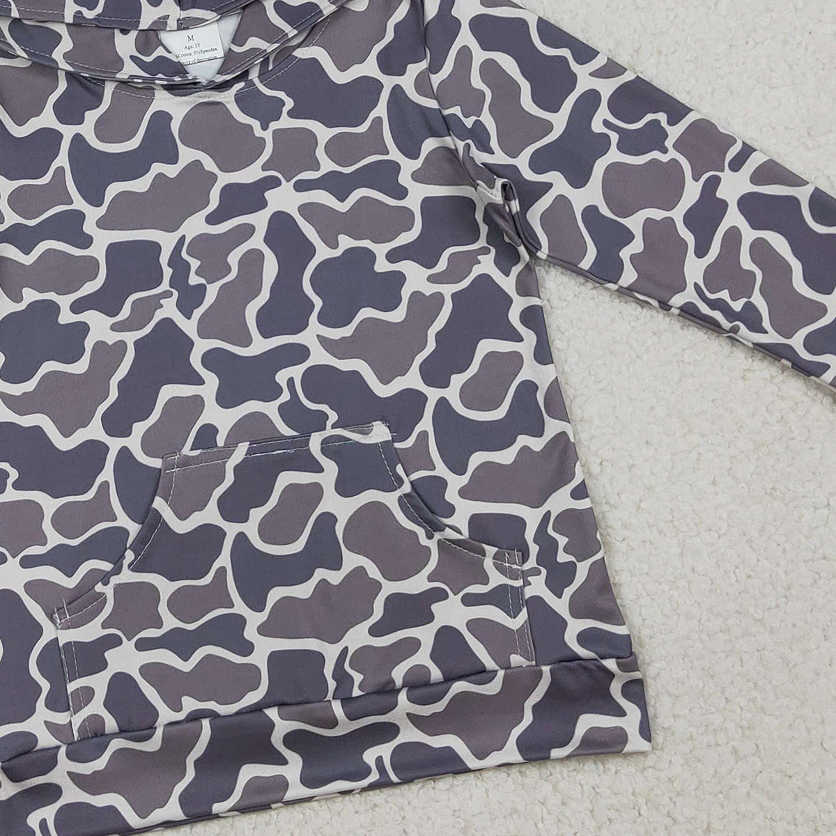 3.18 RTS NO MOQ （In stock）BT1572 Baby Boys Long Sleeve Dark Grey Camo Pockets Hoodies Top