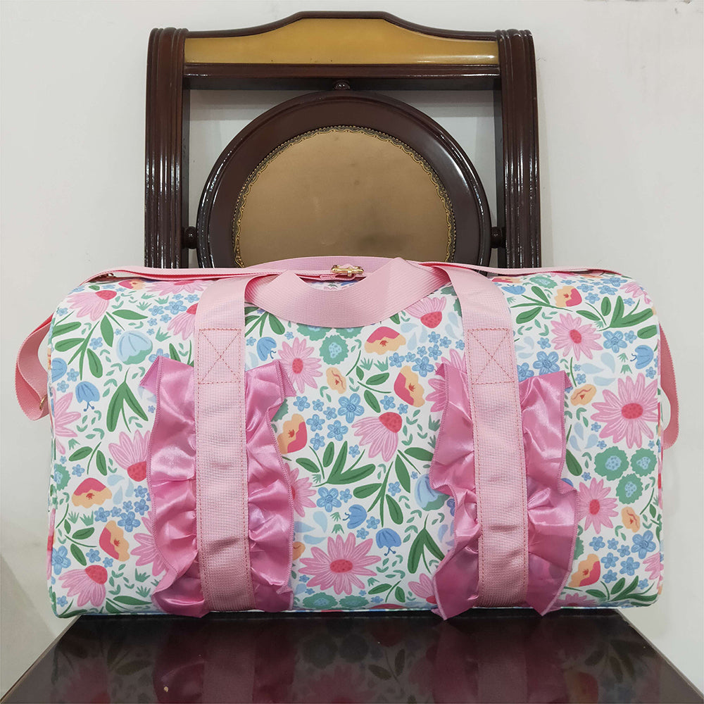 USA Shop (in stock) BA0290 Baby Bags Floral Pink Ruffle Band Adult Women Duffel Bag Fashionable Travel Bag for Ladies