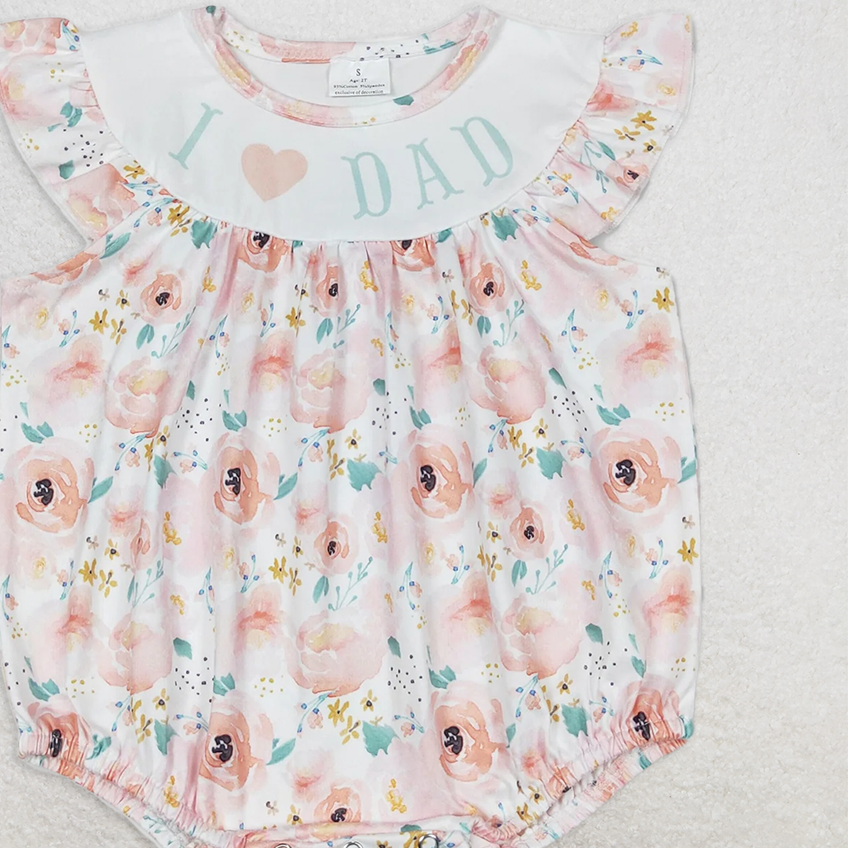SR1349 RTS NO MOQBaby Girls Summer Rompers  Baby Girls I Love Dad Flowers Ruffle Sleeveless Summer Rompers