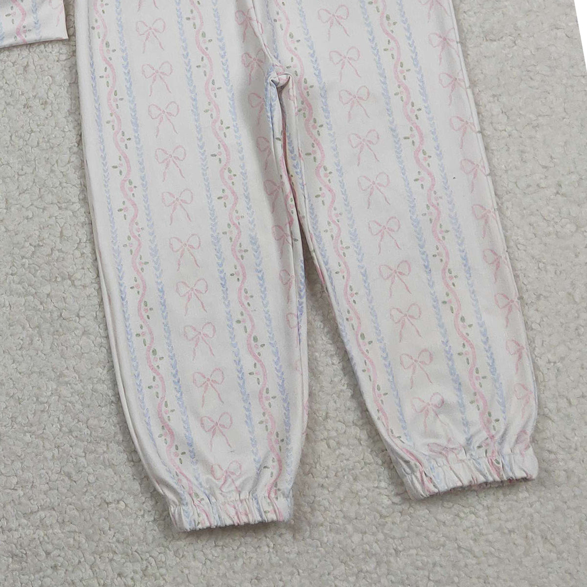 1.31 RTS NO MOQ （In stock）GLP3238 Baby Girls Bows Flowers Stripe Top Jogger Pants Pajamas Clothes Sets