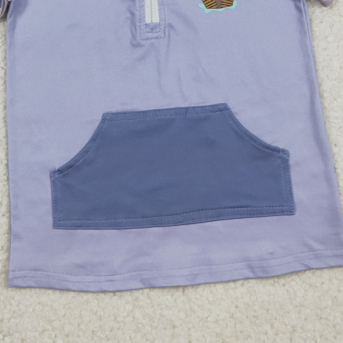 12.27 RTS NO MOQ （In stock）BT1533 Baby Boys Blue Camo Short Sleeve Fishing Zipper Pockets Hunting Pullovers Top