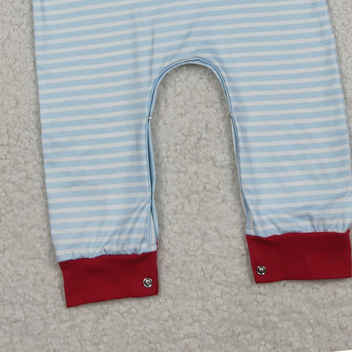 11.24 RTS NO MOQ （In stock）LR2708 Baby Boys Winter Rompers Embroidery Hearts Excavator Baby Boys Blue Stripe Valentines Footie Rompers