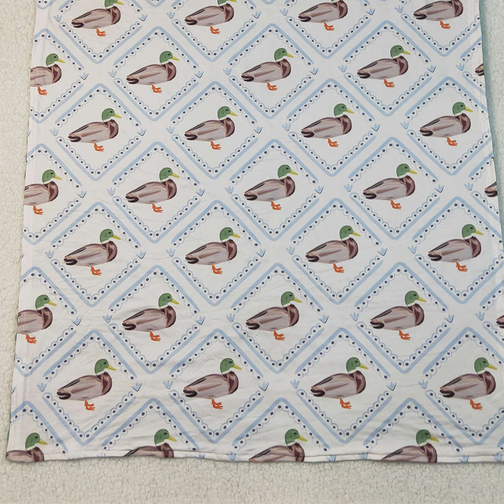 RTS NO MOQ （In stock）BL0213 Baby Blankets Green Ducks Plaid Southern Blankets