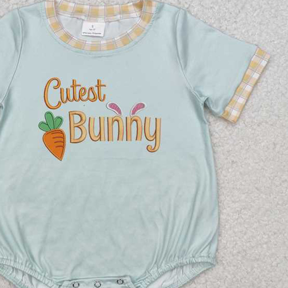 SR2198  RTS NO MOQ Cutest bunny carrot baby boy Easter romper